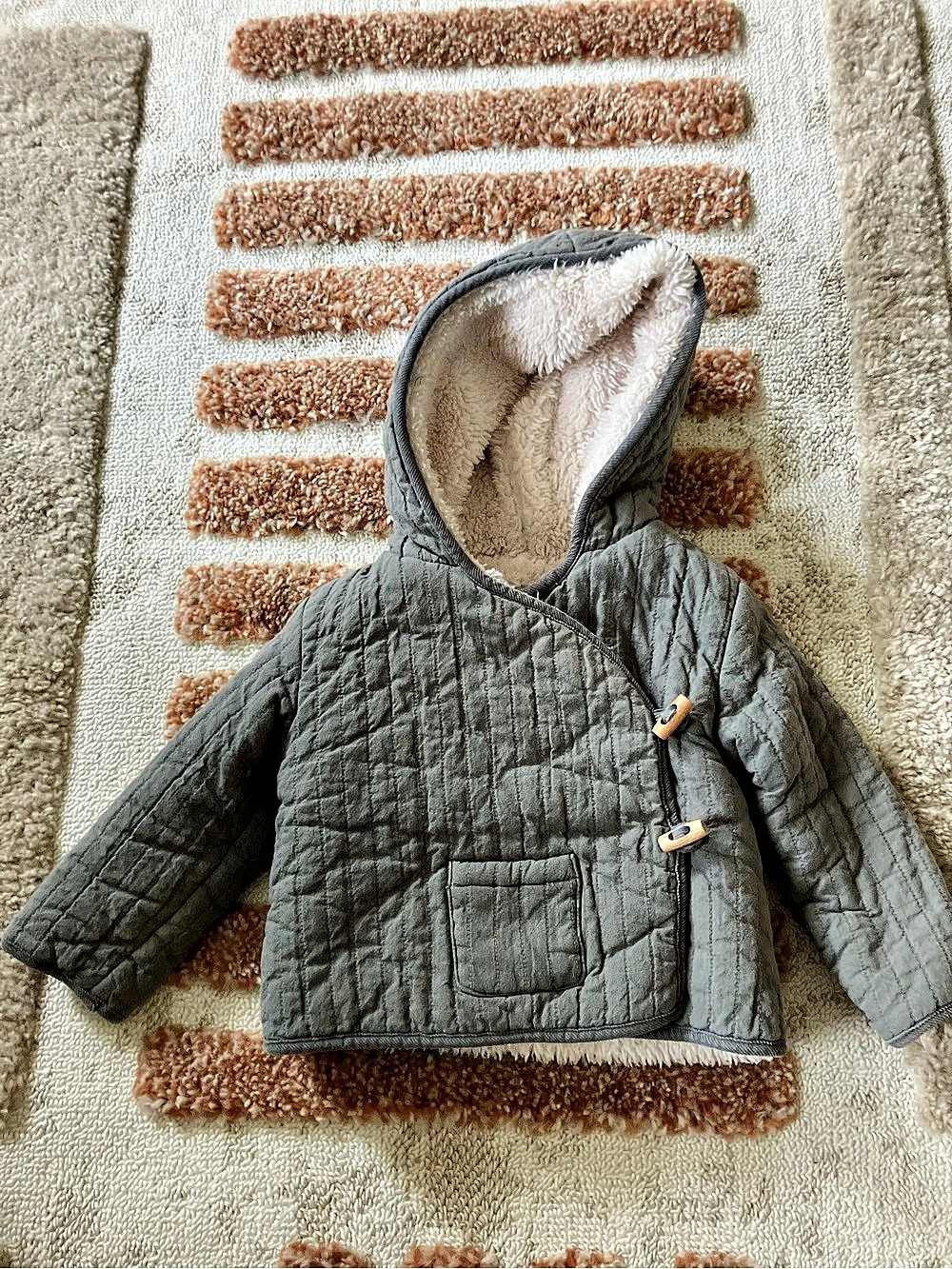 Zara Baby Gray Quilted Hooded Jacket